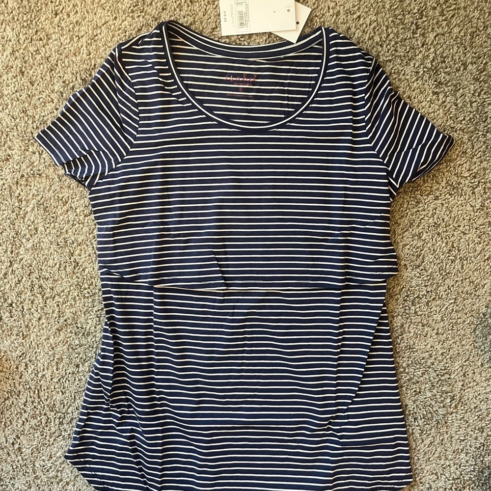 Navy Striped Nursing Women's Top